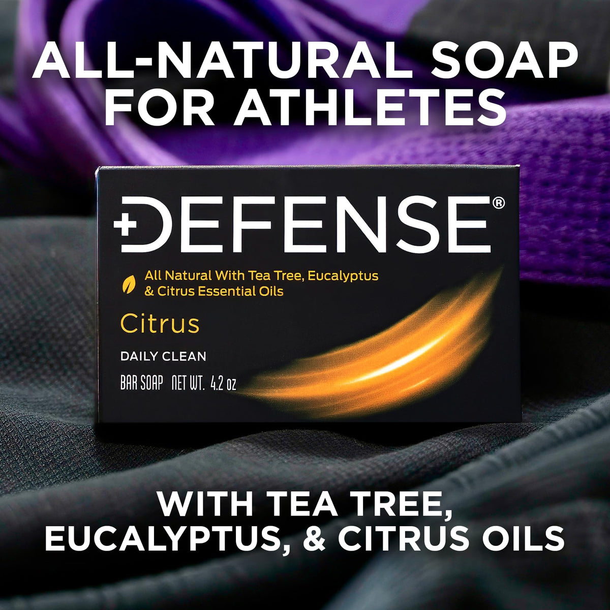 Defense Soap Citrus Bar stacked with other bars