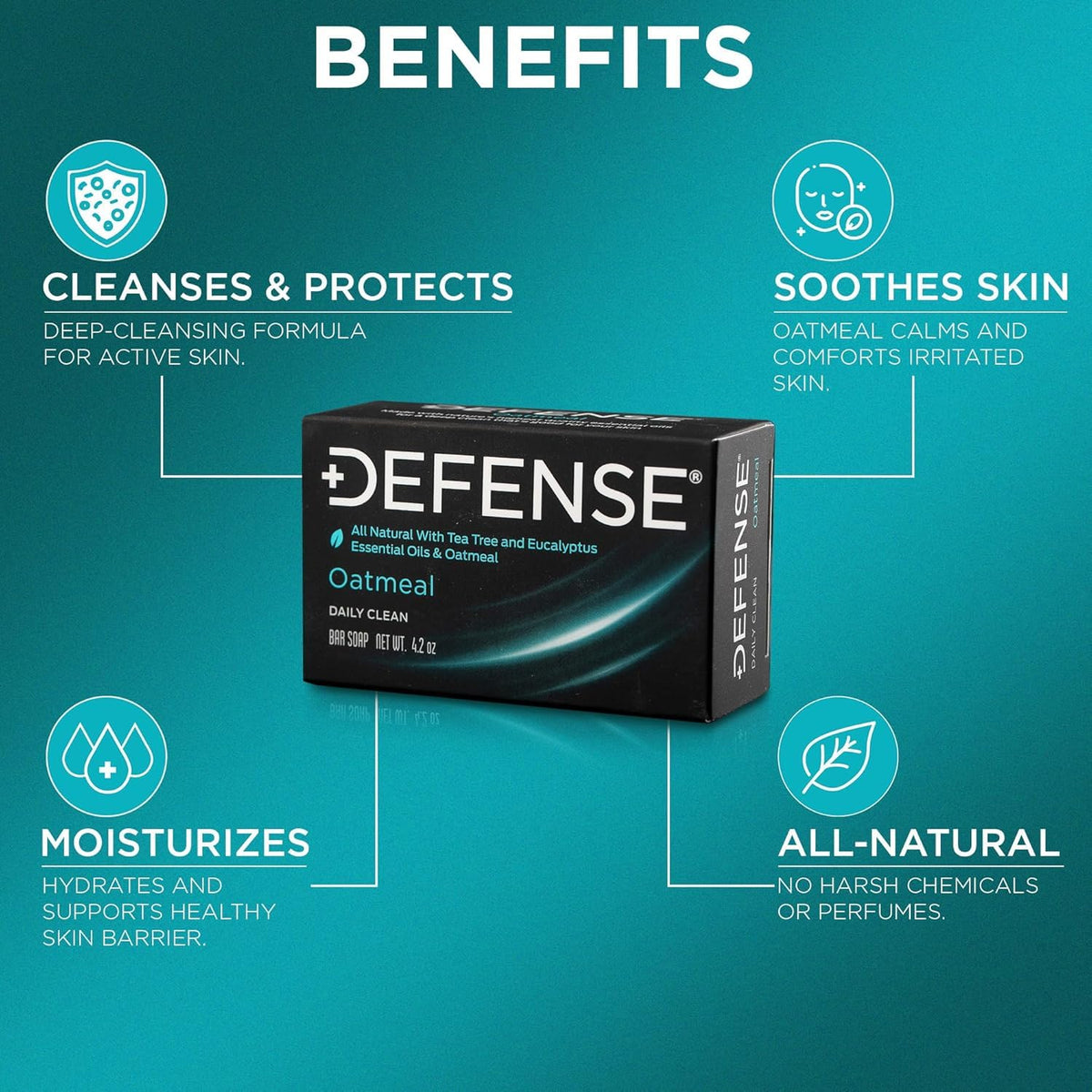 Defense Soap Oatmeal Bar Soap with eucalyptus and tea tree oil