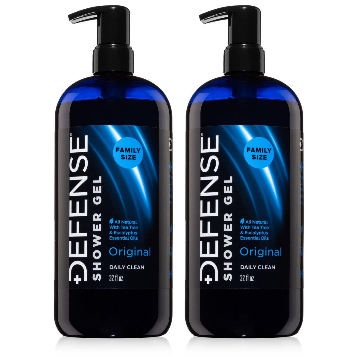Defense Soap Tea Tree Body Wash 32oz front view with dispensing pump