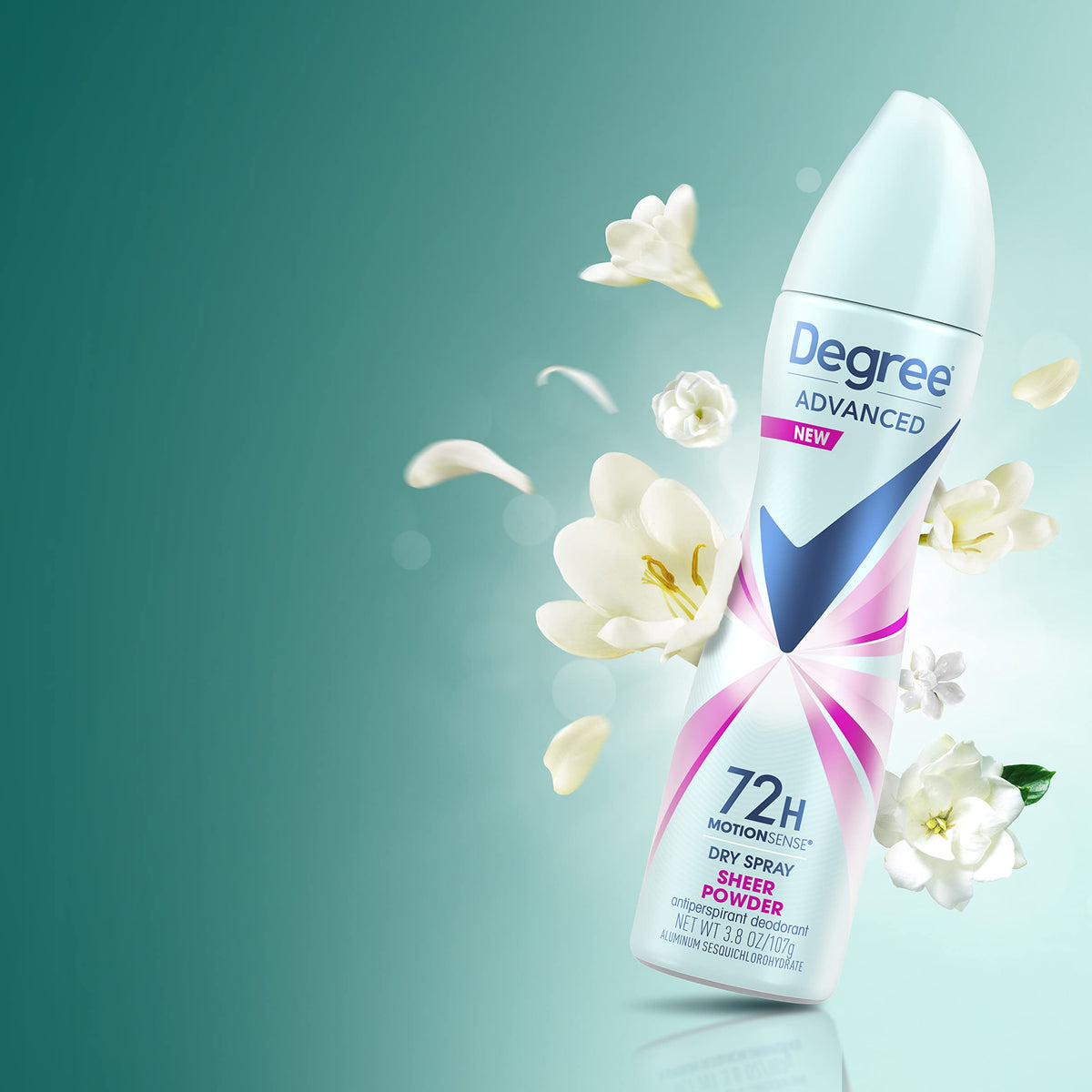 Degree Advanced Antiperspirant Deodorant Dry Spray in a gym bag