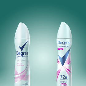 Degree Advanced Antiperspirant Deodorant Dry Spray with floral background