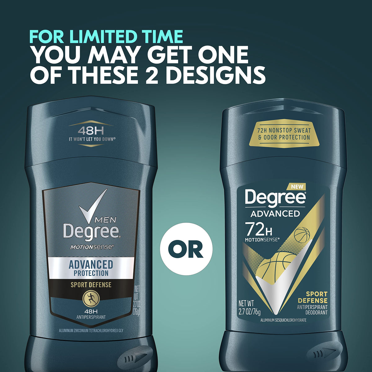Degree Advanced Antiperspirant Deodorant Sport Defense 2.6 oz side view