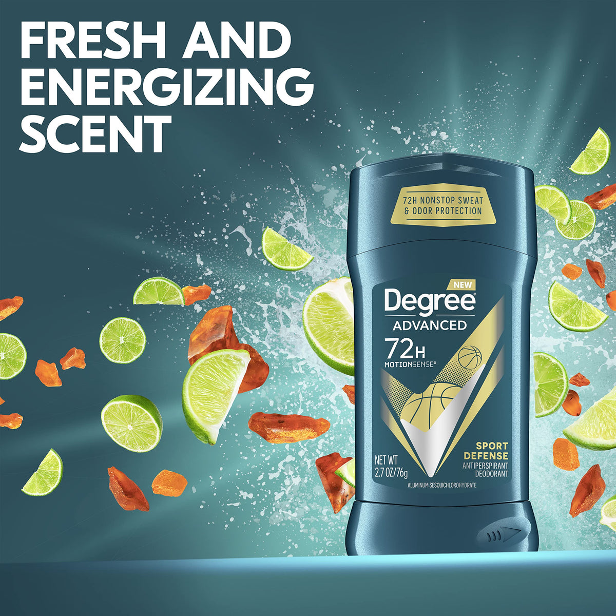 Degree Advanced Antiperspirant Deodorant Sport Defense in use during sports