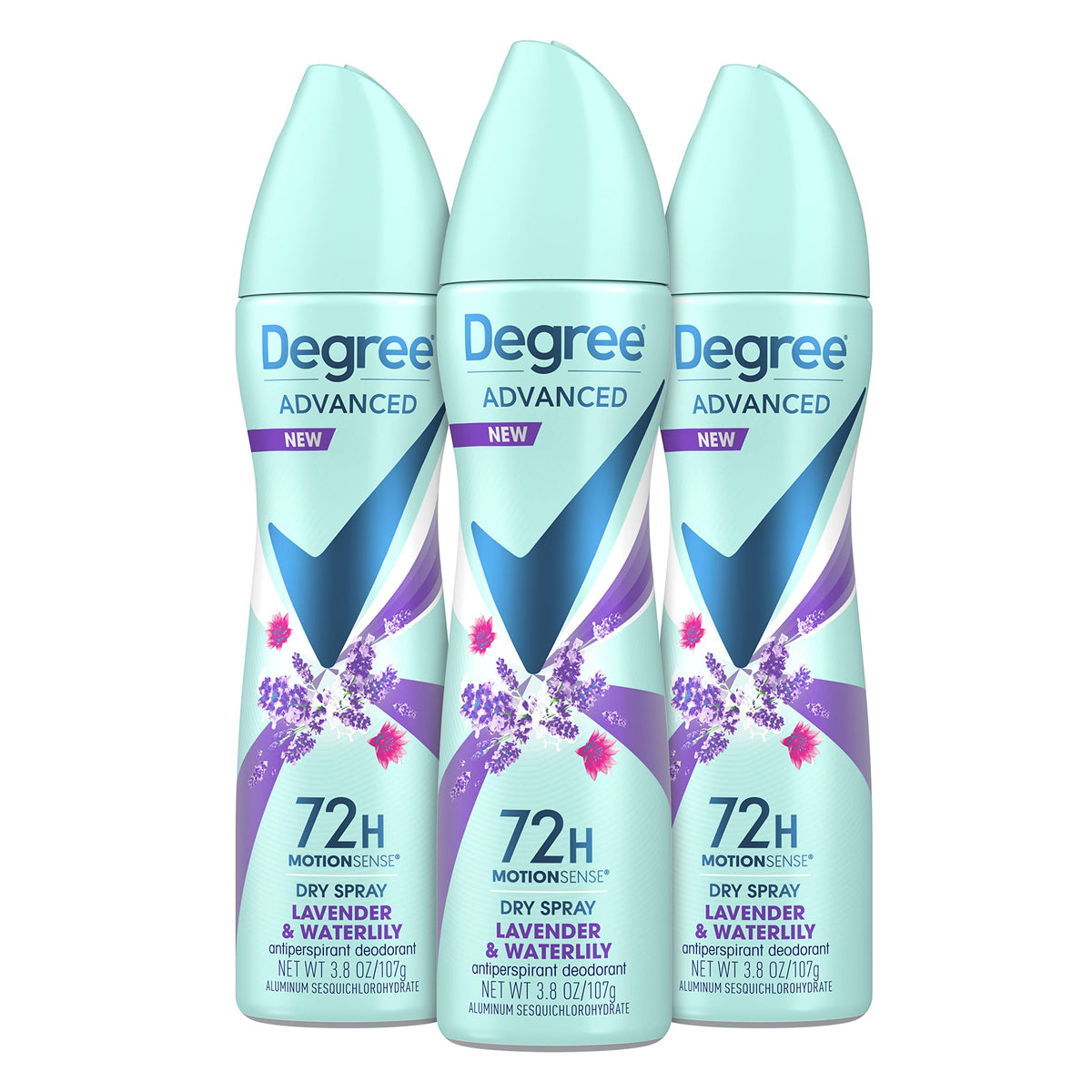 Degree Antiperspirant Deodorant Dry Spray Lavender & Waterlily front view