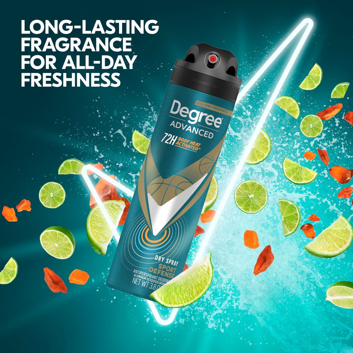 Degree Antiperspirant Deodorant Dry Spray Sport Defense 141g side view
