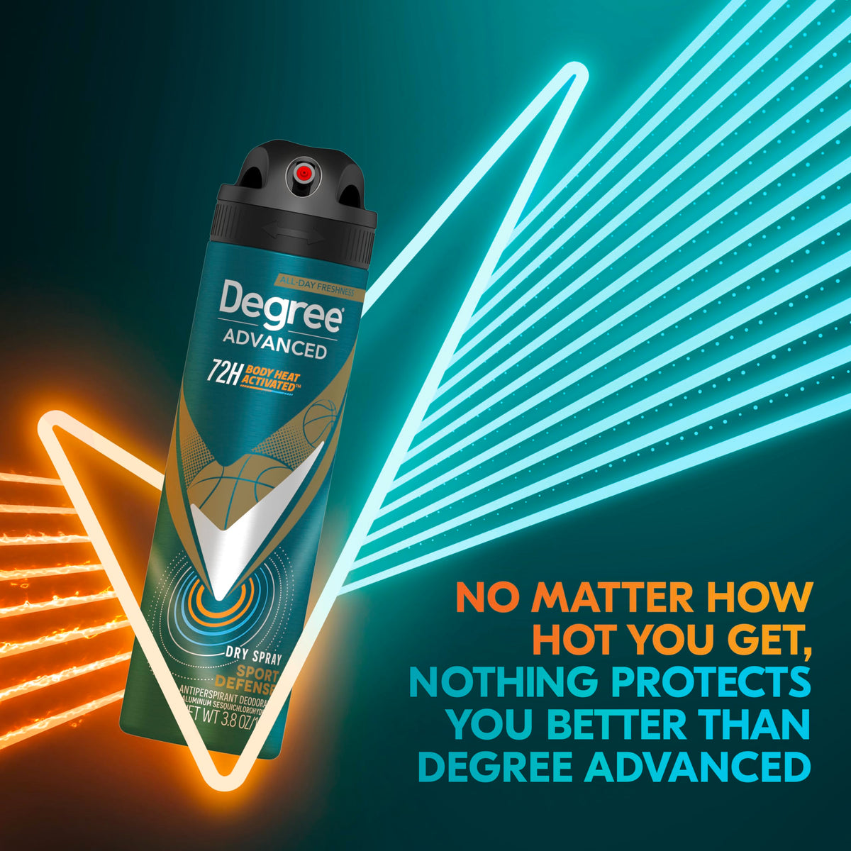 Degree Antiperspirant Deodorant Dry Spray Sport Defense application in use