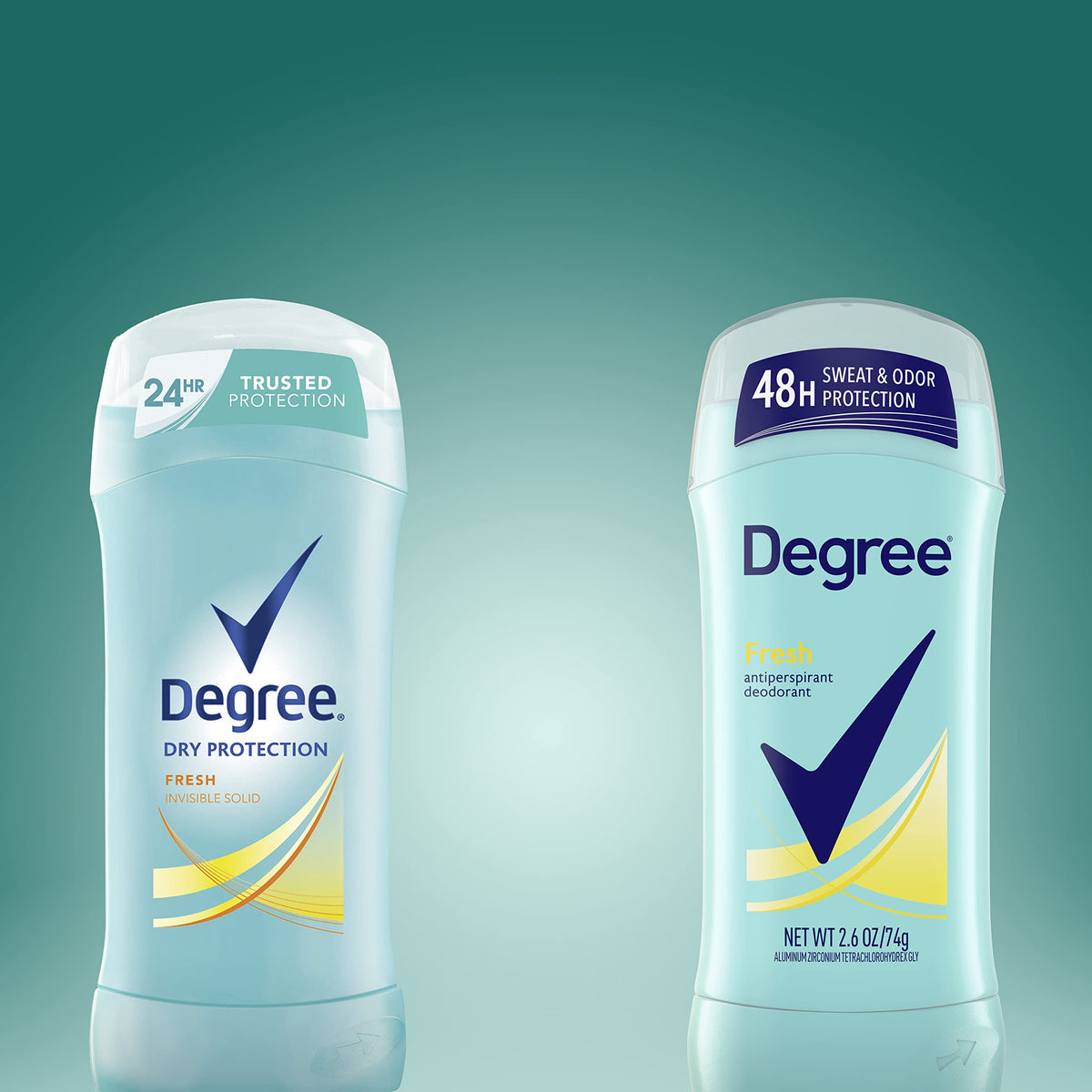 Degree Antiperspirant Deodorant Fresh Energy displayed in a bathroom setting