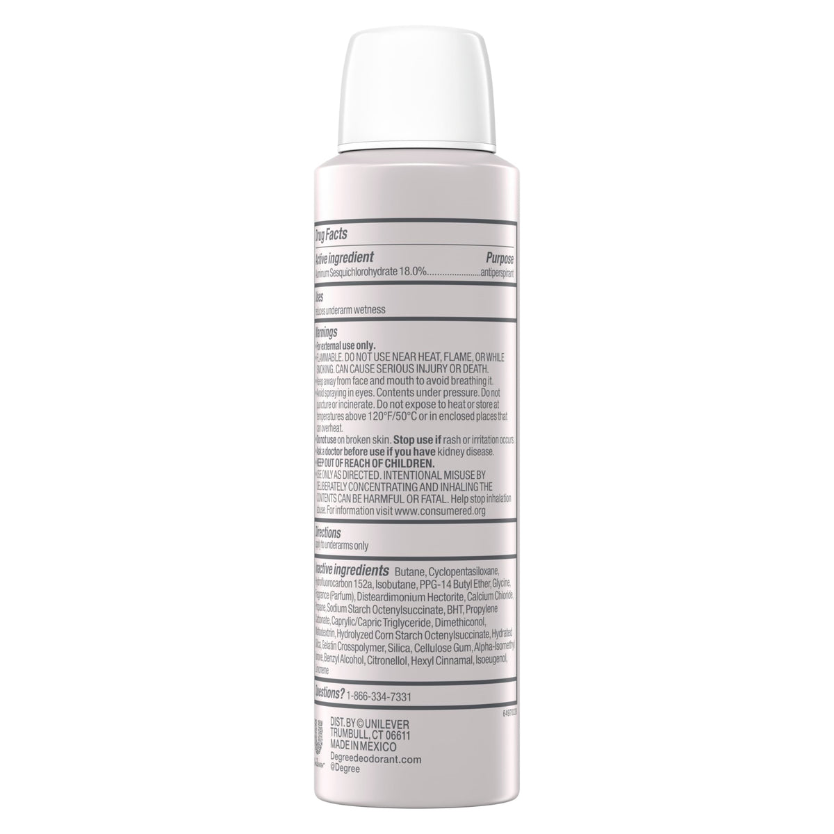 Degree Clinical Antiperspirant Deodorant Dry Spray 3.8 oz back view