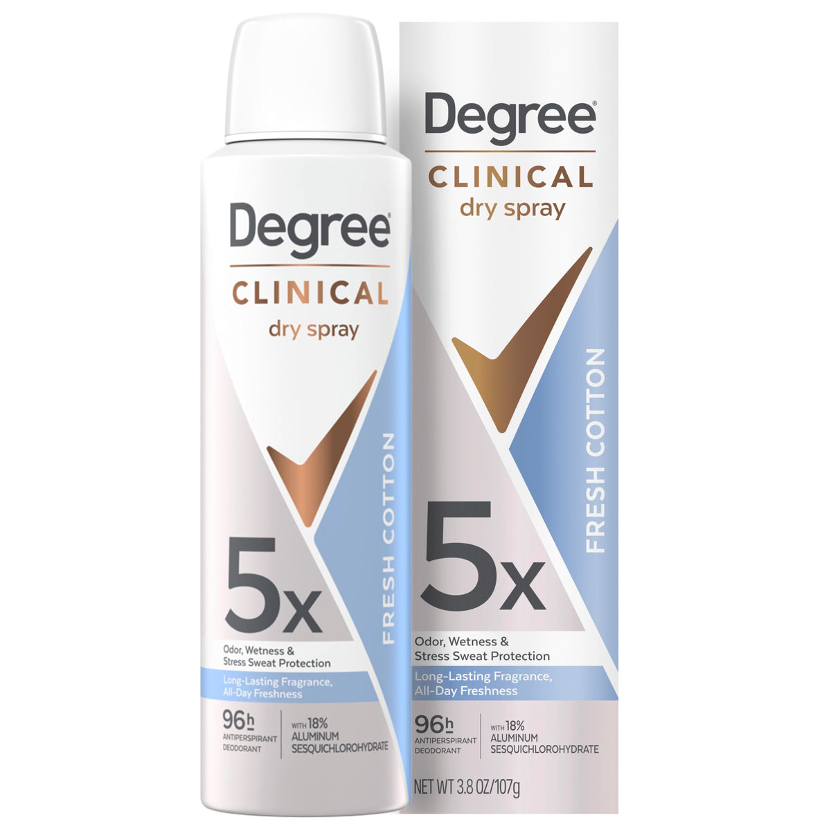 Degree Clinical Antiperspirant Deodorant Dry Spray Fresh Cotton front view