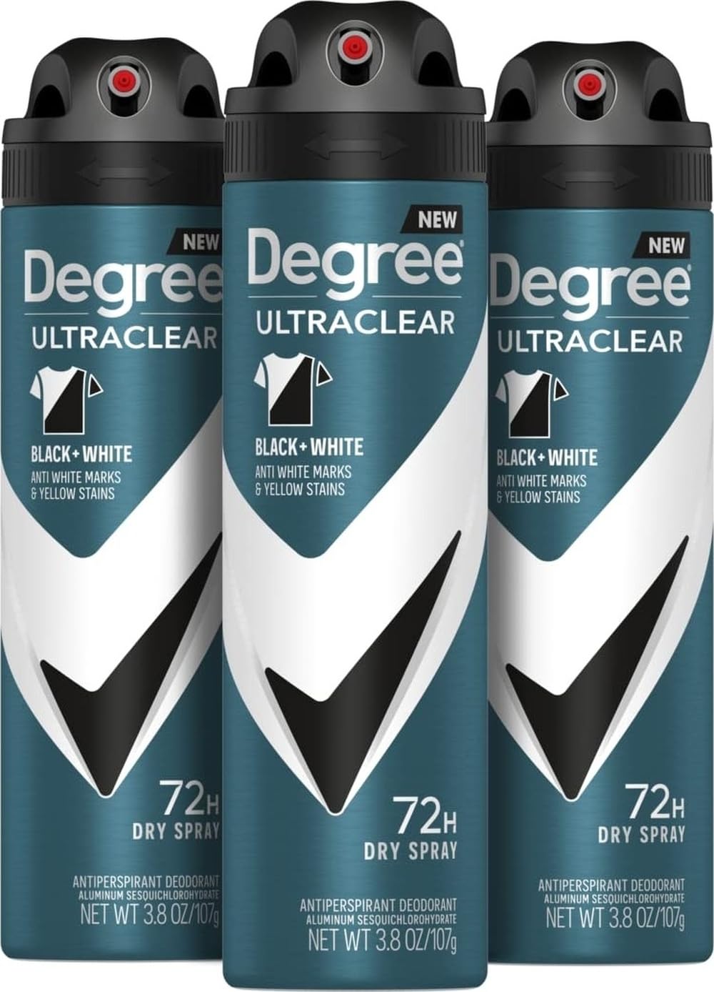 Degree Men Antiperspirant Deodorant Dry Spray Black + White 3 Pack front view