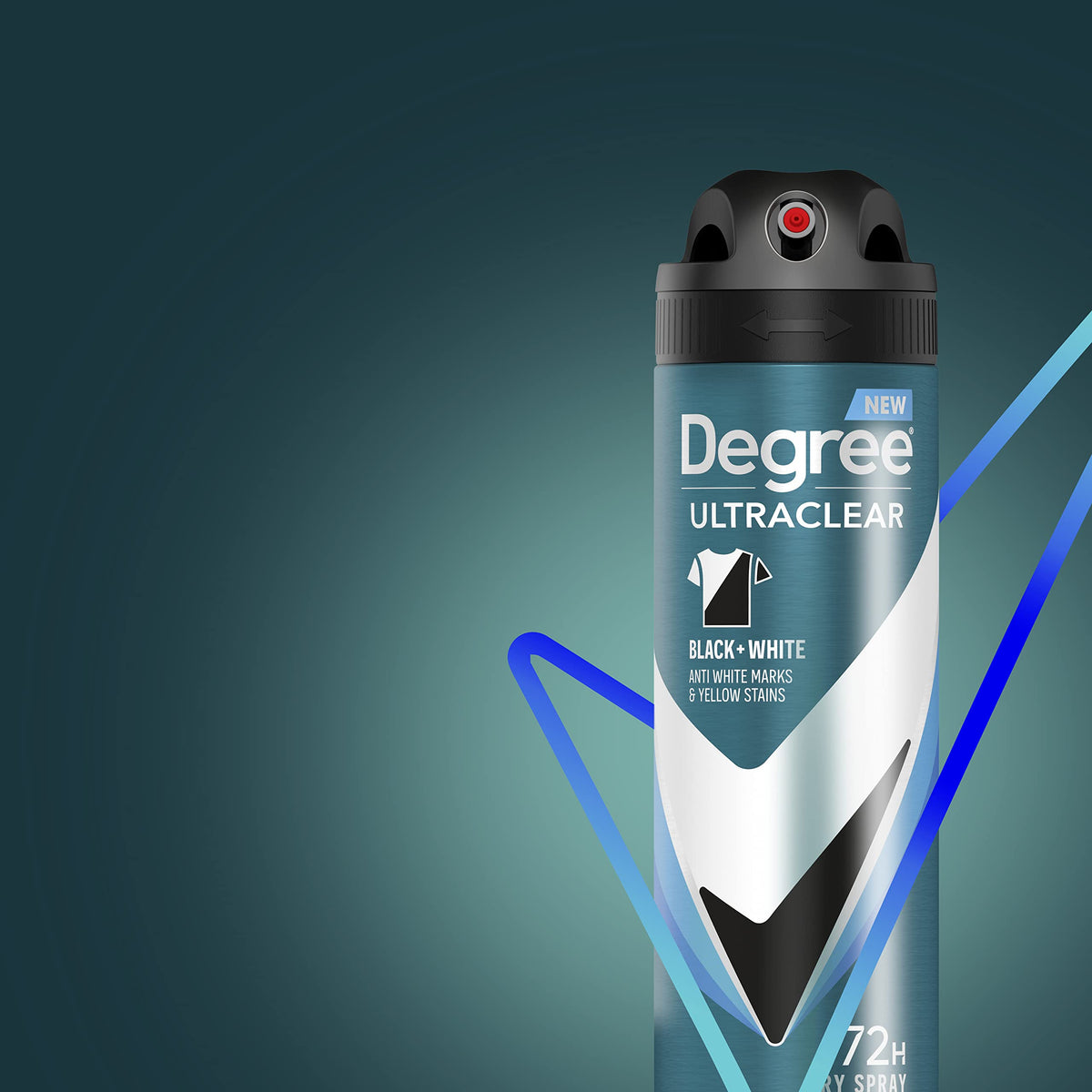 Degree Men Antiperspirant Spray Black + White 3.8 oz can with motion graphic