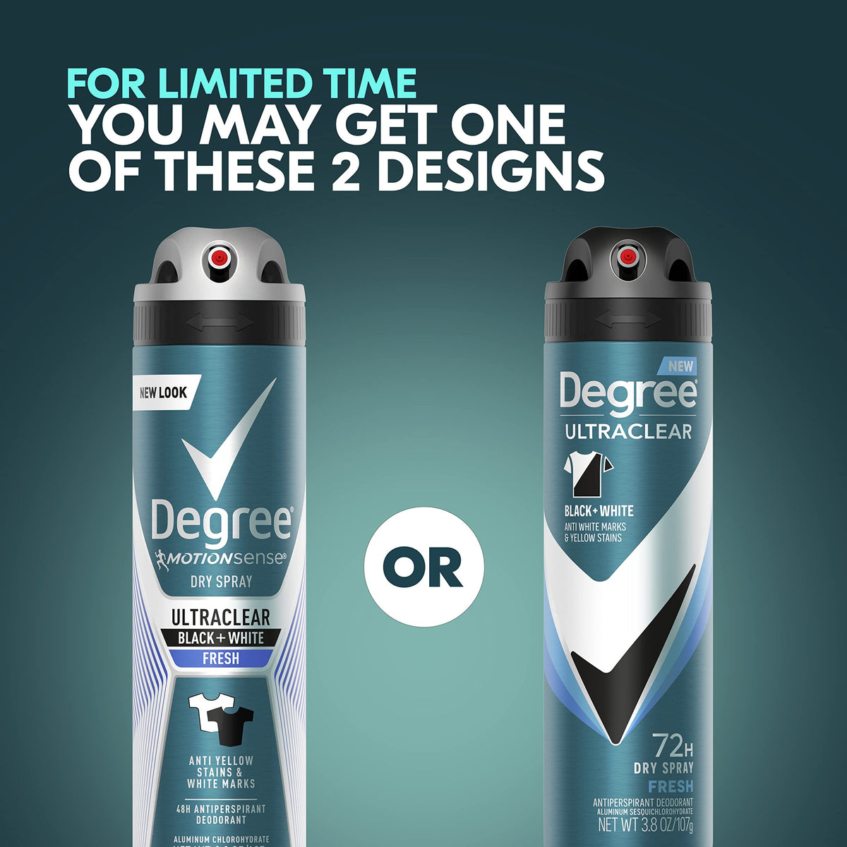 Degree Men Antiperspirant Spray Black + White 3 Count packaging