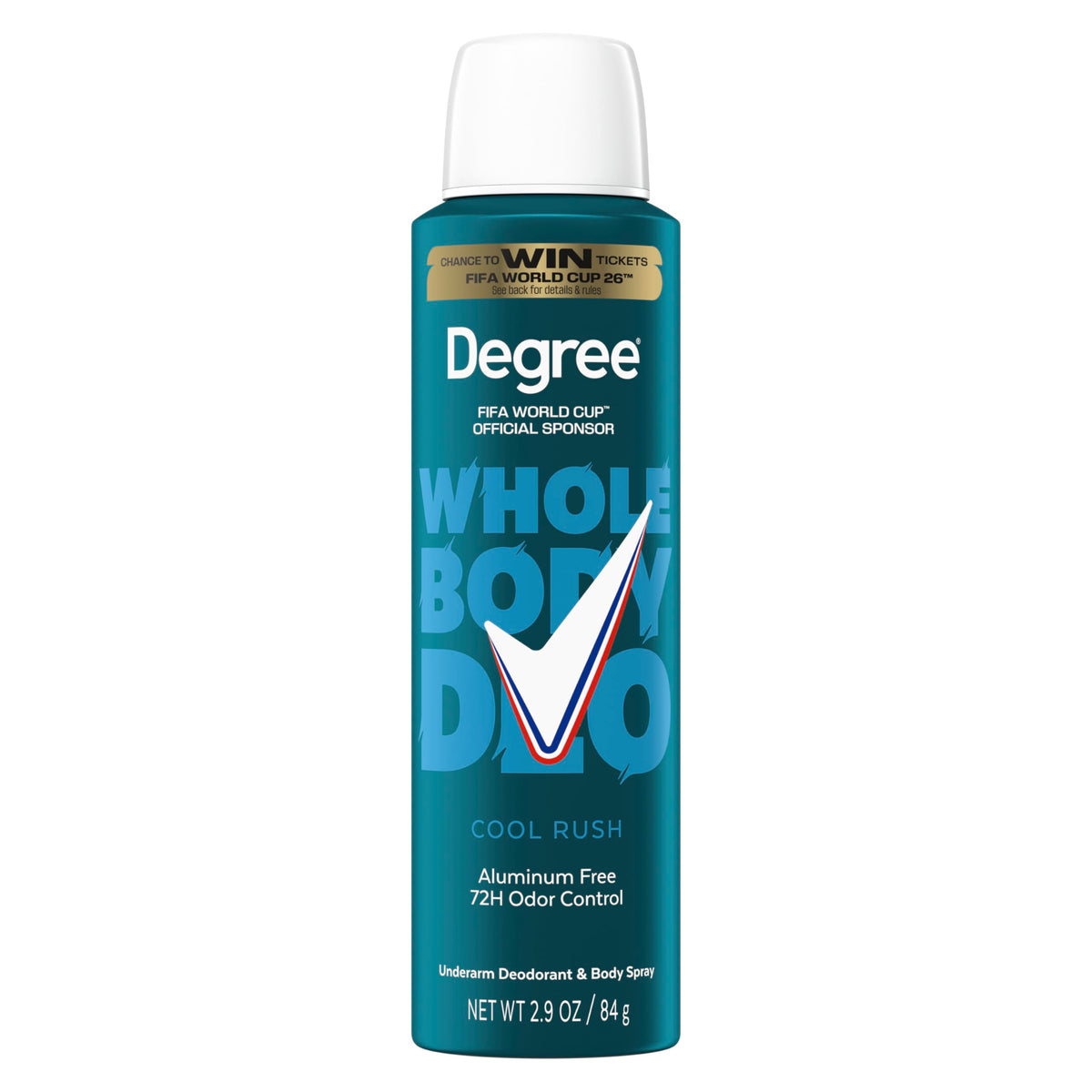 Degree Men's Whole Body Deodorant Cool Rush 136g front view