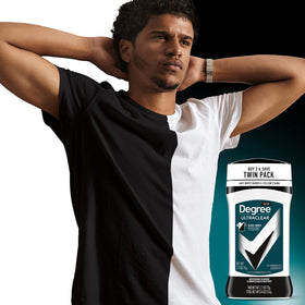 Degree Men UltraClear Antiperspirant Deodorant Black+White application demonstration
