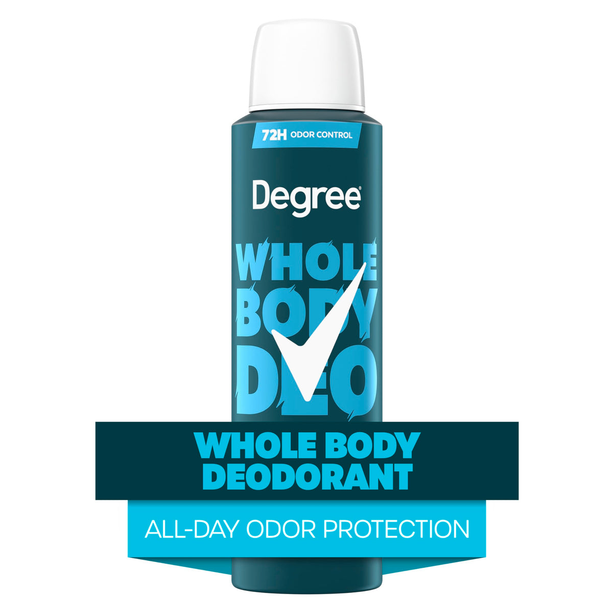 Degree Men Whole Body Deodorant Spray on a bathroom shelf