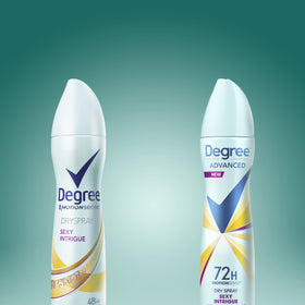 Degree Sexy Intrigue Antiperspirant Deodorant Dry Spray with floral background