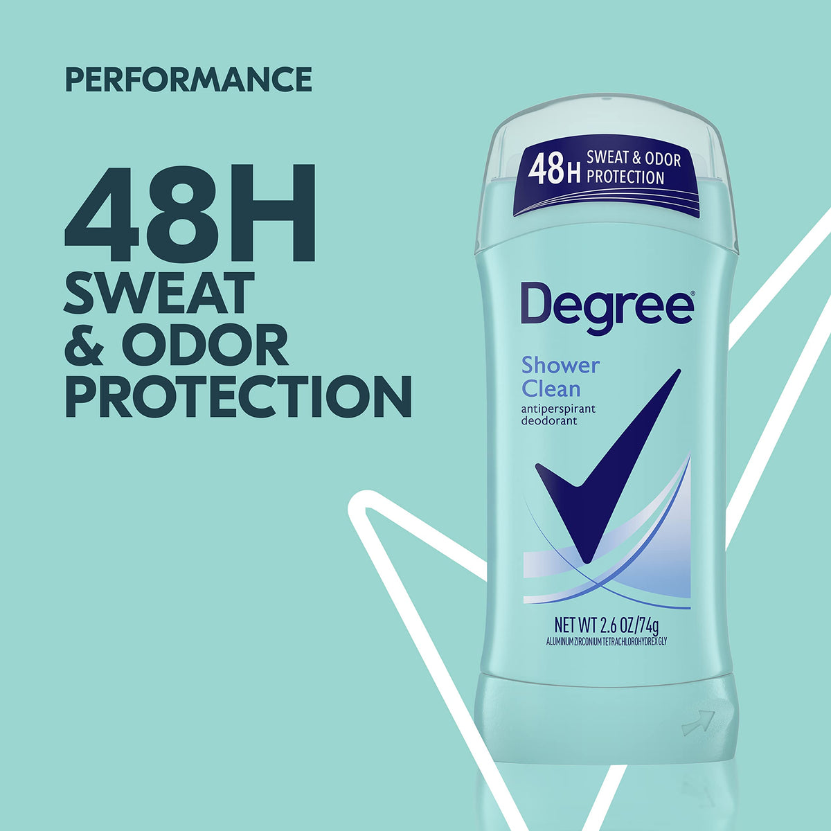 Degree Shower Clean Antiperspirant Deodorant packaging side view