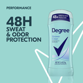 Degree Shower Clean Antiperspirant Deodorant packaging side view