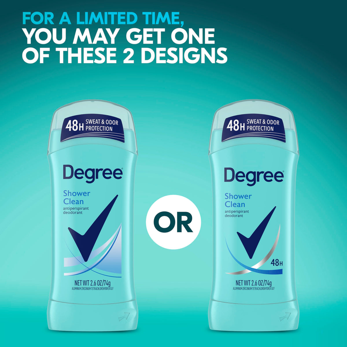 Degree Shower Clean Antiperspirant Deodorant stick close-up