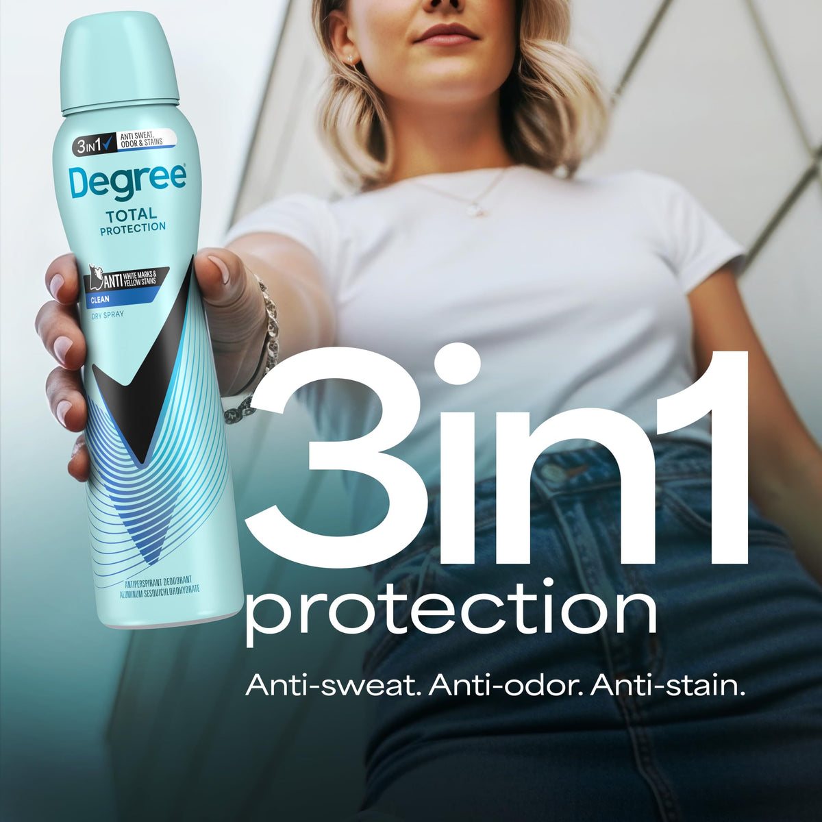 Degree UltraClear Antiperspirant Deodorant showing anti-stain technology