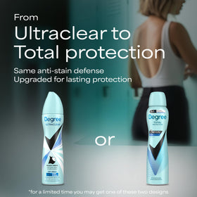 Degree UltraClear Antiperspirant Dry Spray packaging details