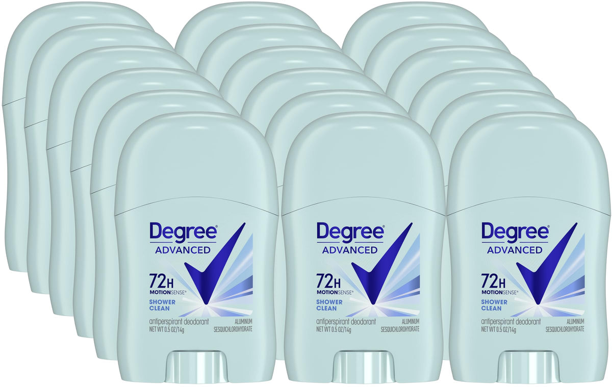 Degree Women Travel Deodorant Mini Shower Clean Stick 18-Pack front view