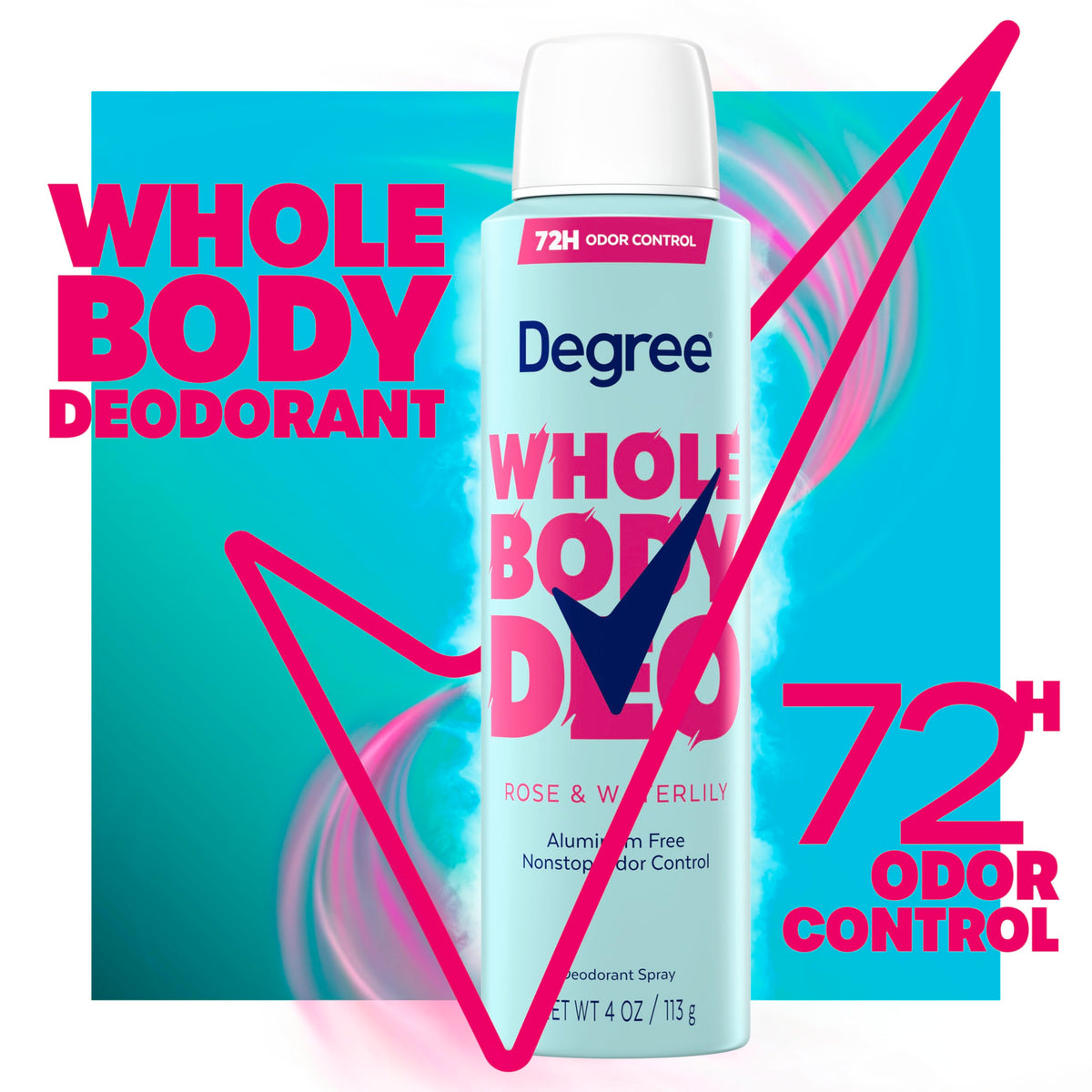 Degree Women Whole Body Deodorant Spray application demonstration on skin
