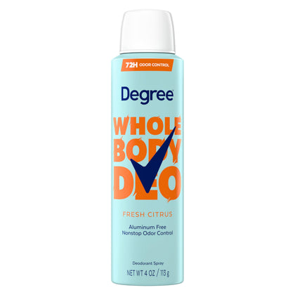Degree Women Whole Body Deodorant Spray front view with fresh citrus scent