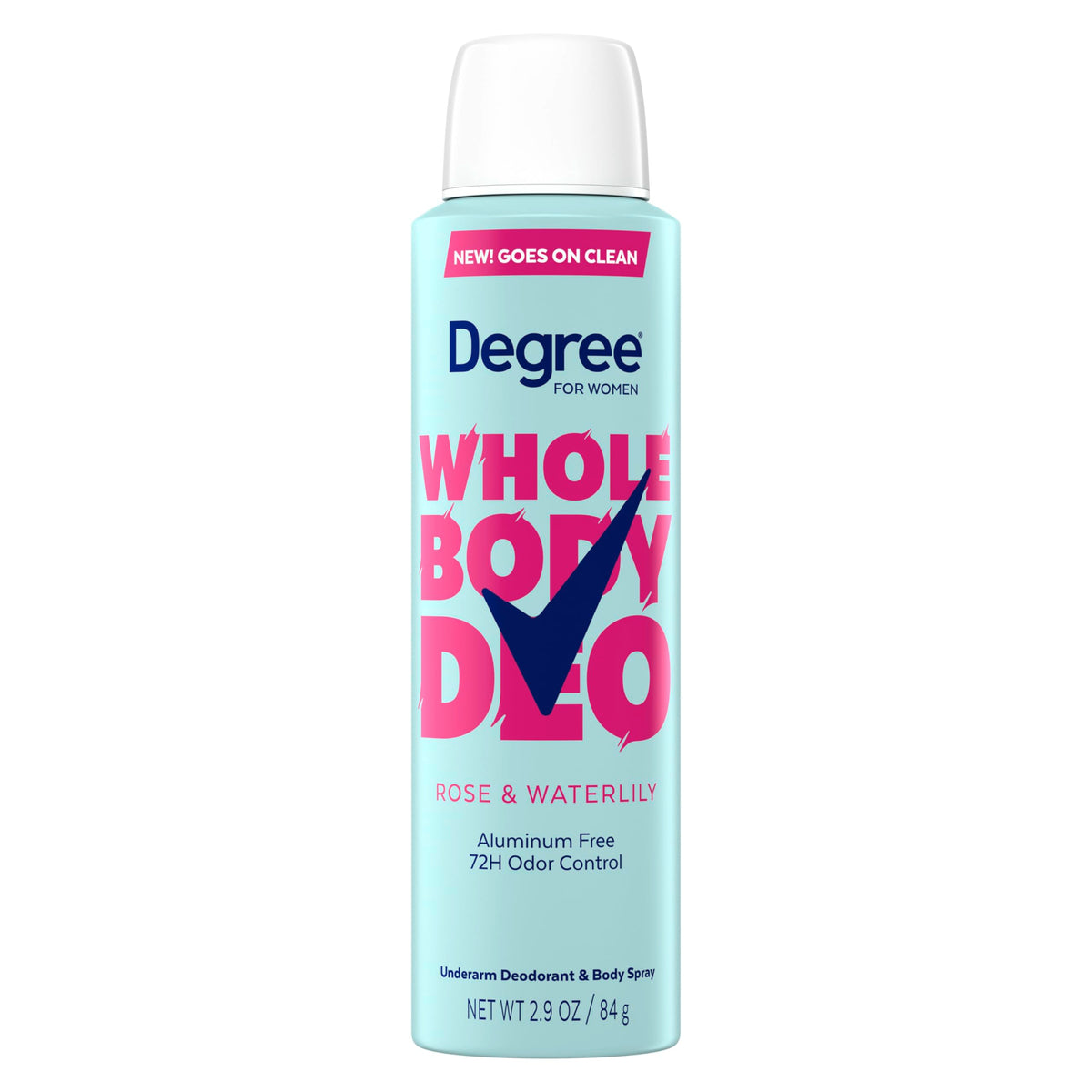 Degree Women Whole Body Deodorant Spray front view with rose and waterlily scent
