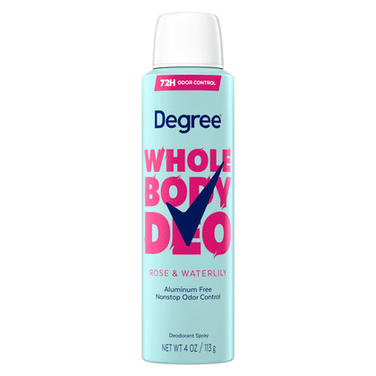 Degree Women Whole Body Deodorant Spray front view with rose and waterlily scent