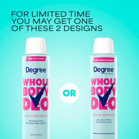 Degree Women Whole Body Deodorant Spray side view showing nozzle