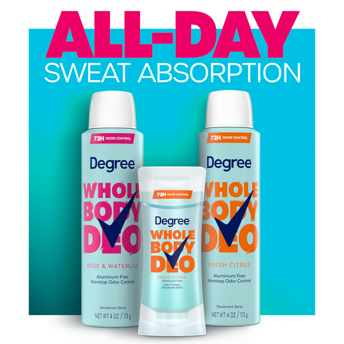 Degree Women Whole Body Deodorant Spray with floral background
