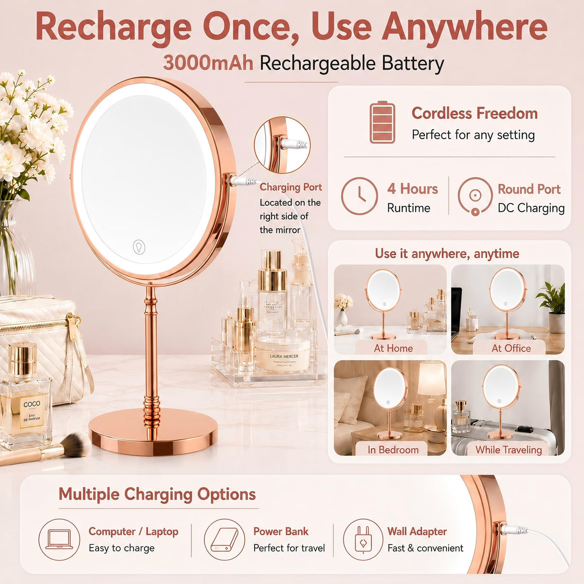 DEIOVWXS Makeup Mirror in a bathroom setting