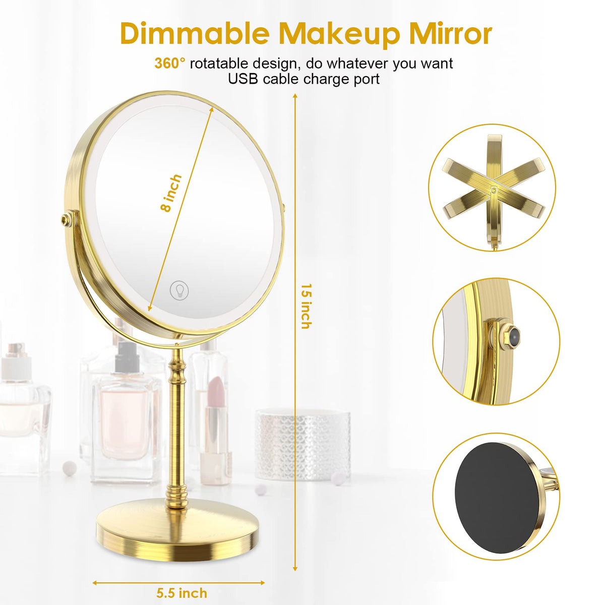 DEIOVWXS Makeup Mirror on a bathroom counter