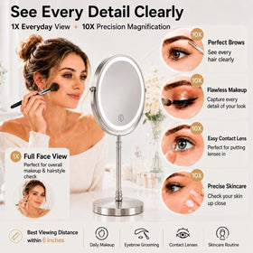 DEIOVWXS Makeup Mirror showing 10X magnification side