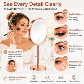 DEIOVWXS Makeup Mirror showing 1X and 10X sides