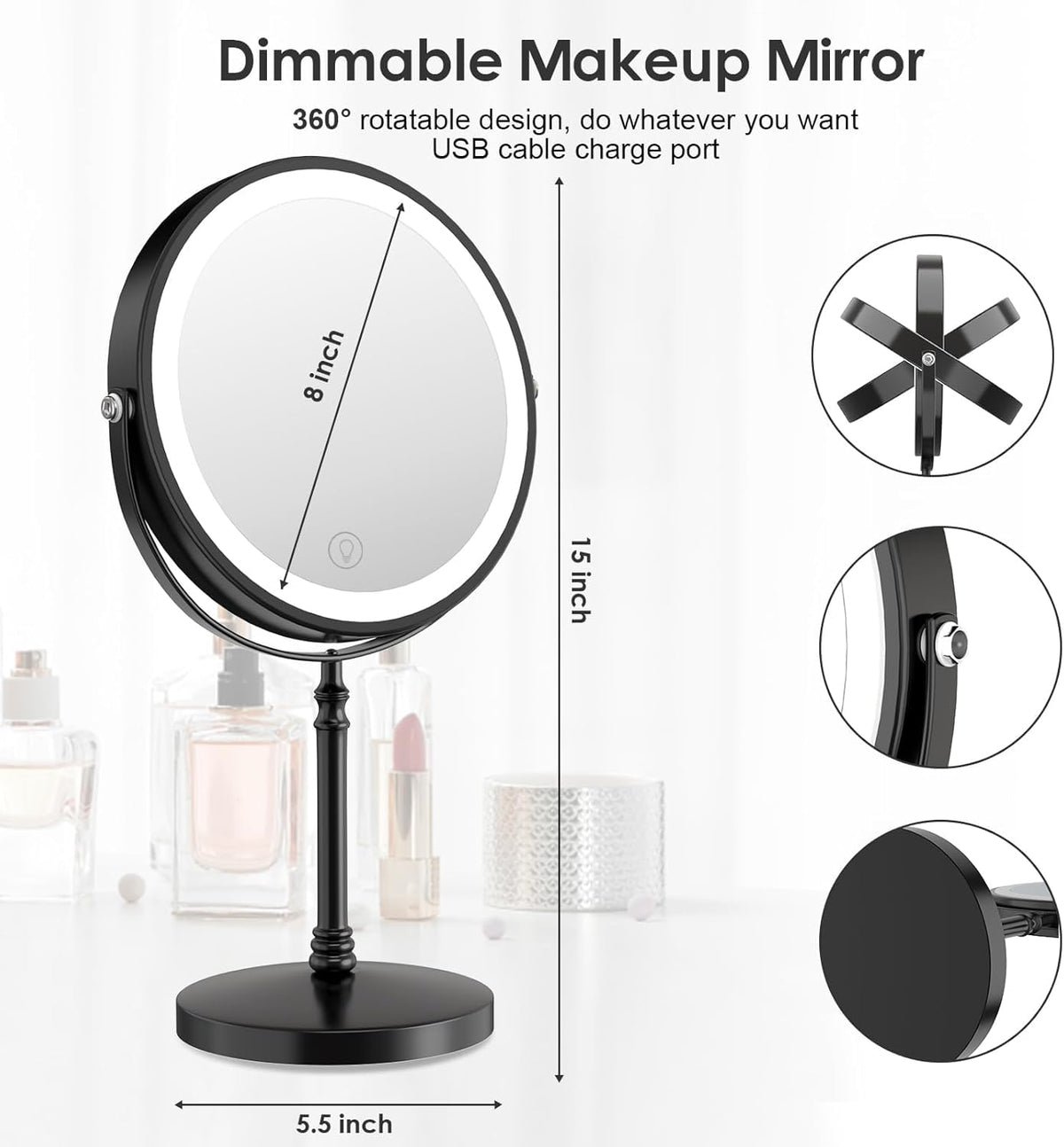DEIOVWXS Makeup Mirror with packaging