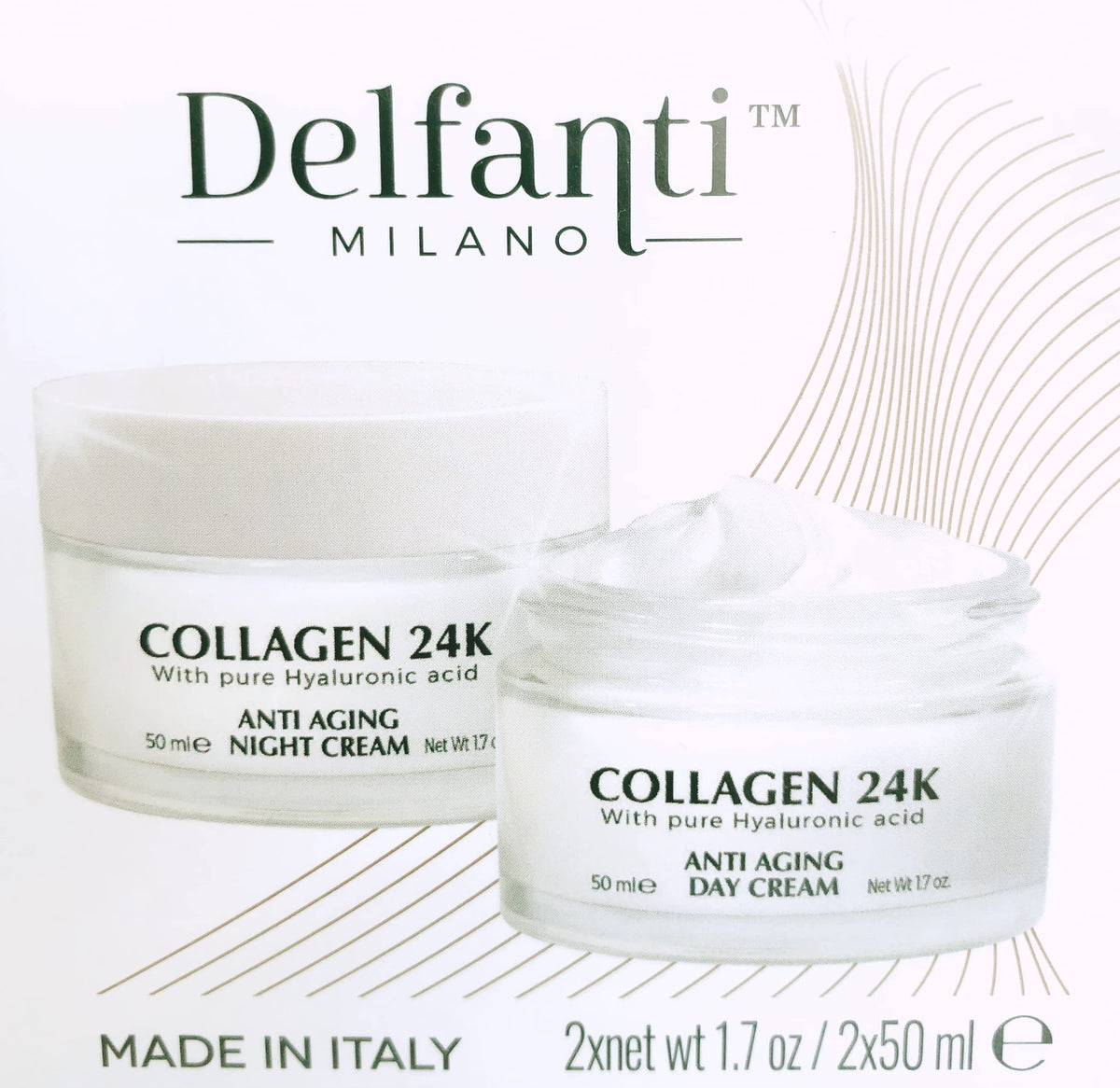 Delfanti-Milano COLLAGEN 24K Anti-Aging Day Cream jar with gold accents