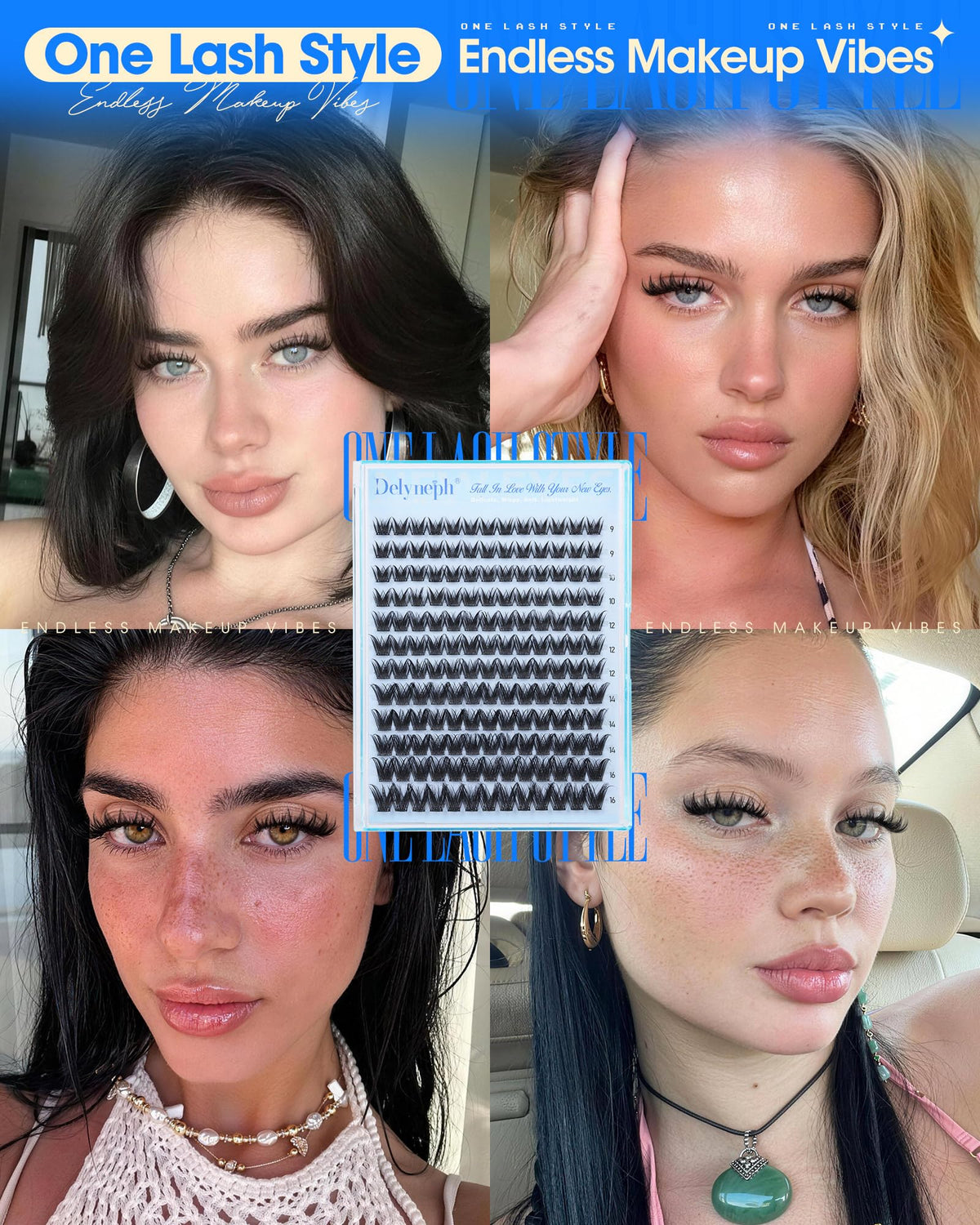 Delyneph Manga Lash Clusters on model showcasing anime eye look