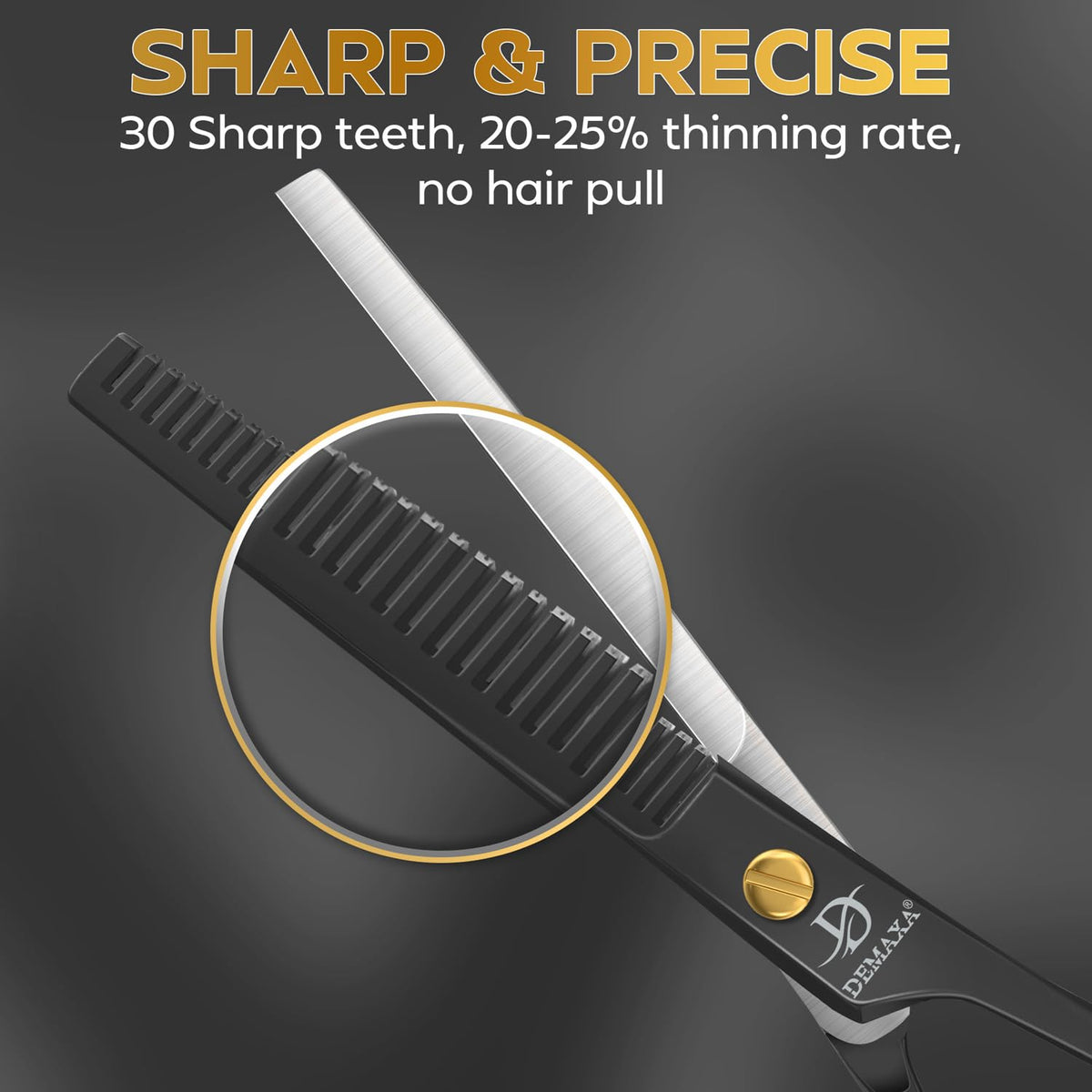 DEMAXA Hair Thinning Shears close-up of blade