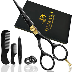 DEMAXA mustache scissors front view with ergonomic handles