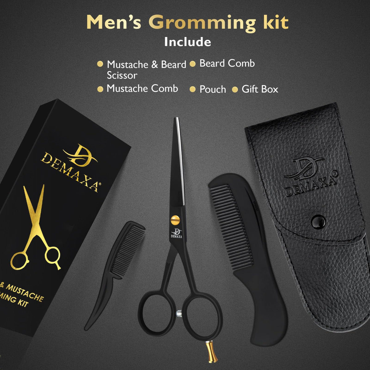 DEMAXA scissors in use trimming a beard