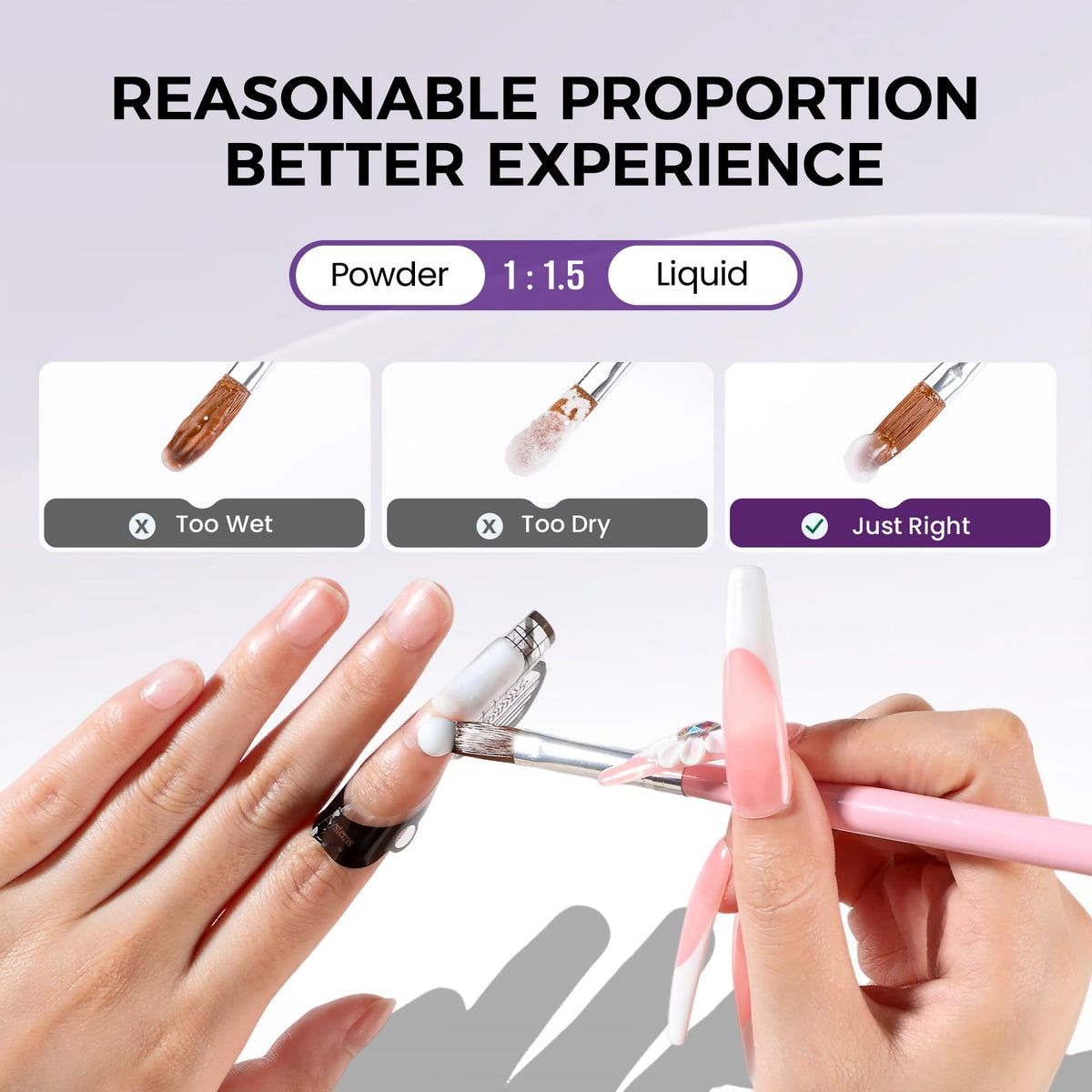 Demonstration of acrylic nails created with VANSISOS kit