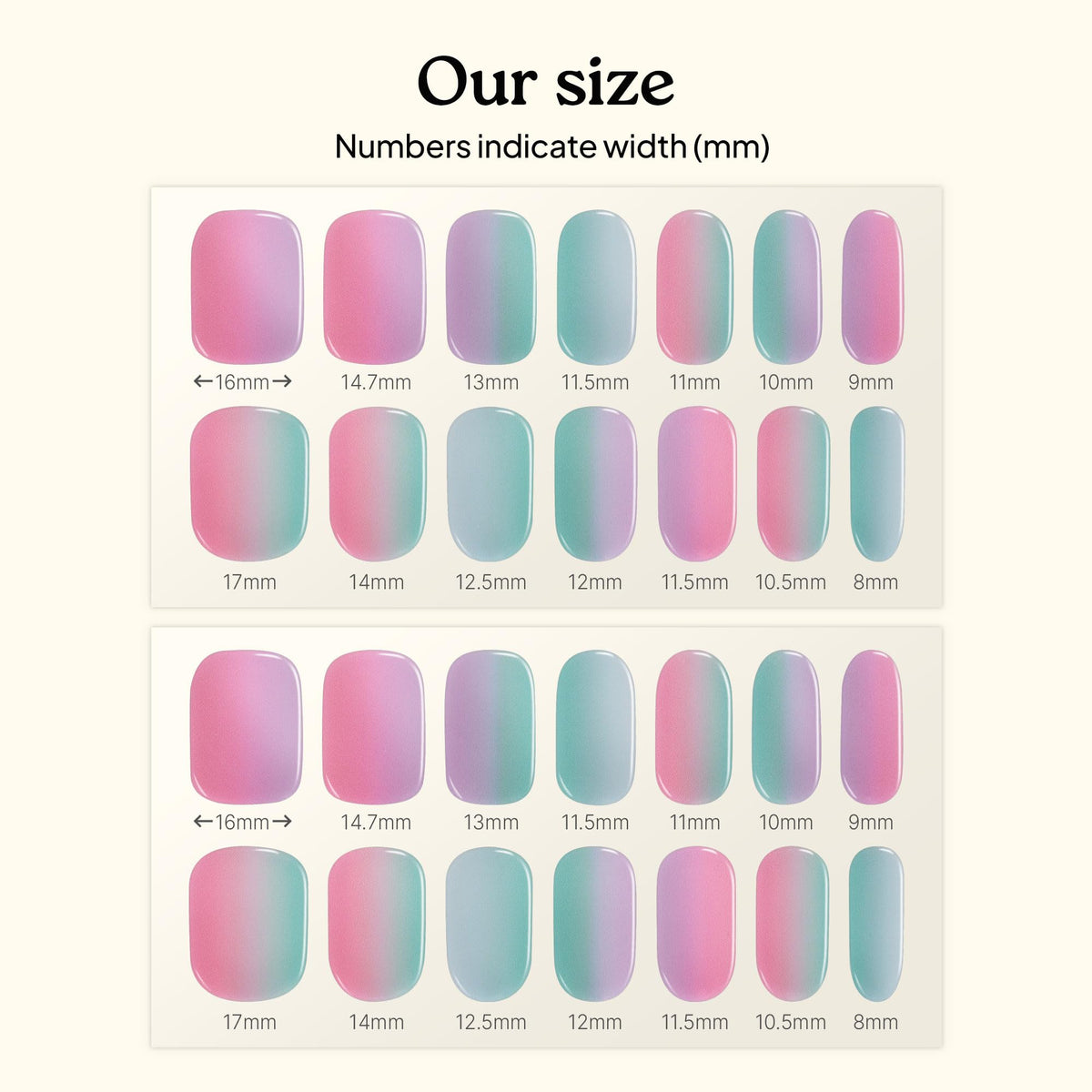 Demonstration of applying heyhae Semi Gel Nail Strips