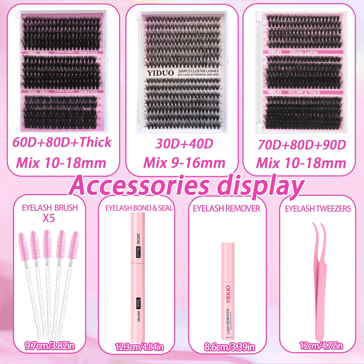 Demonstration of applying YIDUO cluster lashes