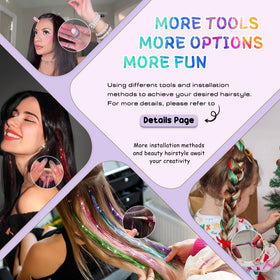 Demonstration of hair tinsel application with tools