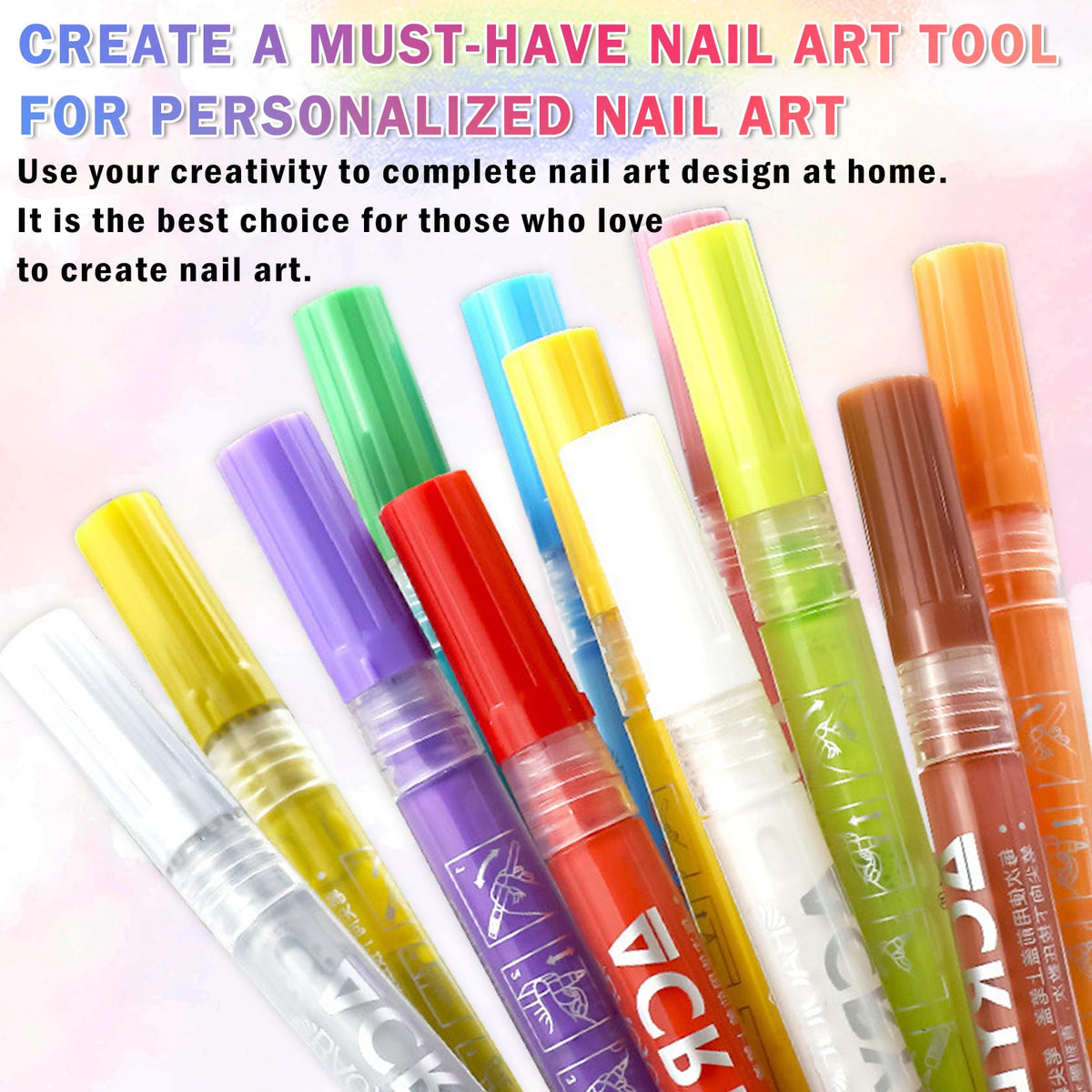 Demonstration of IONSGAKO nail art pen usage