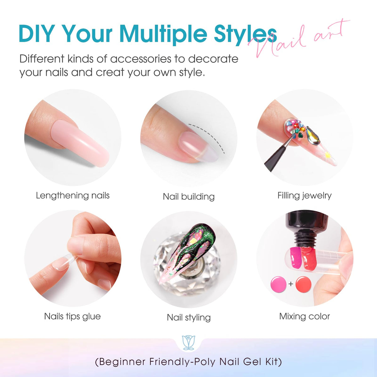 Demonstration of nail art using ROSALIND gel kit