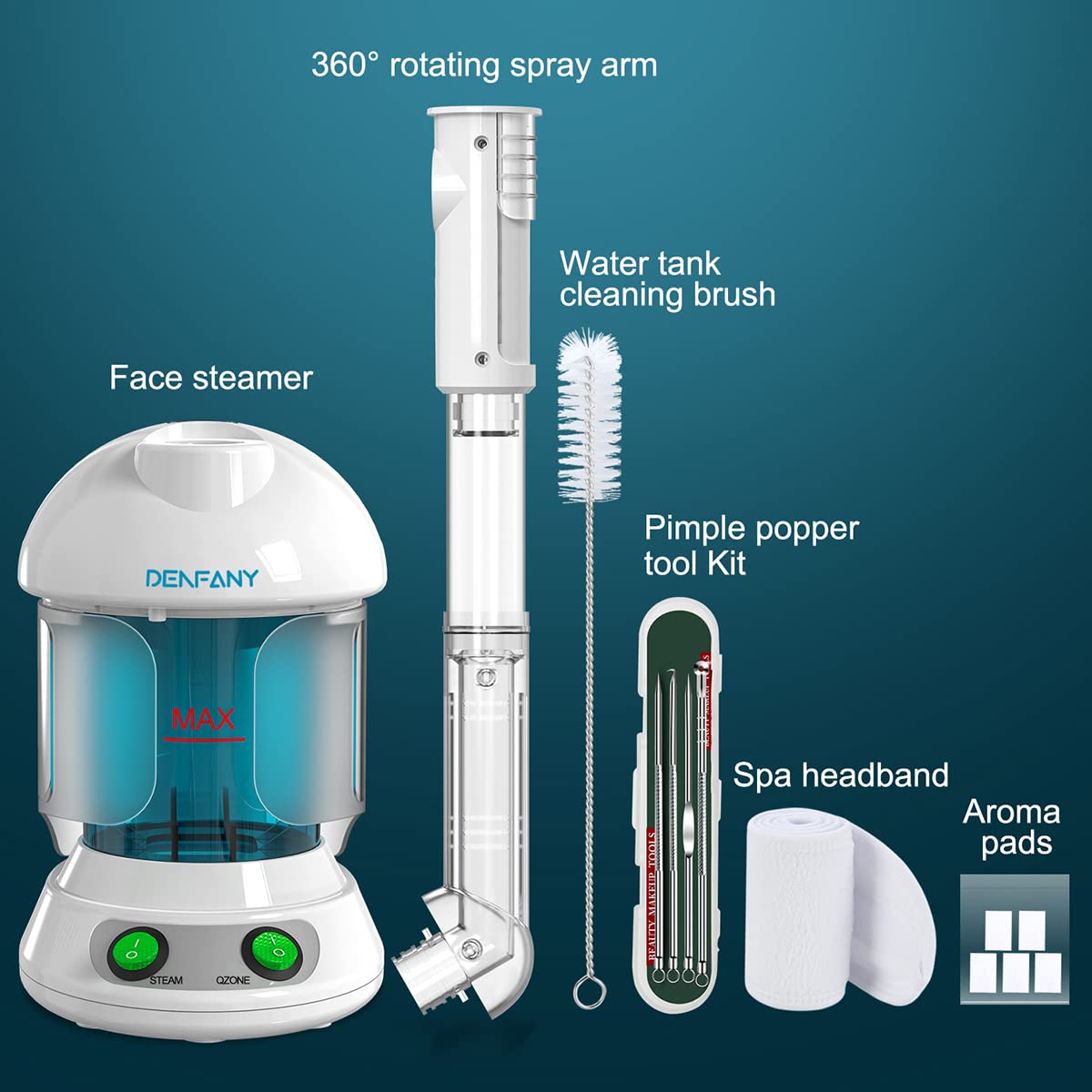 Denfany Facial Steamer in use with steam visible