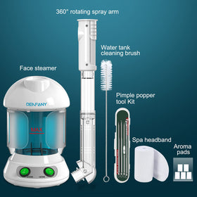 Denfany Facial Steamer in use with steam visible